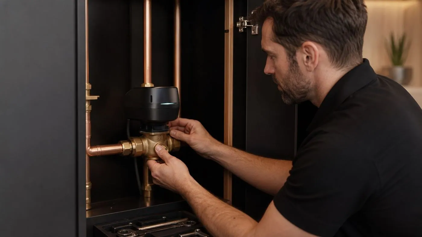 Smart water shutoff valve installed to catch leaks automatically